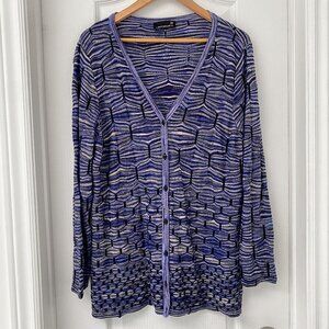 LauraPlus - Variegated Button Up Longsleeve Knit Cardigan